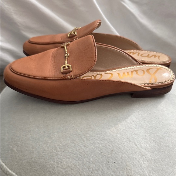 Sam Edelman Cognac Leather Horsebit Slide Loafers - Picture 4 of 8